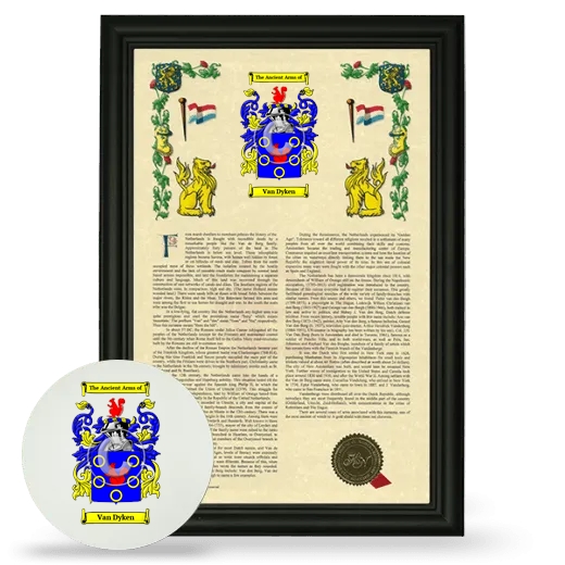 Van Dyken Framed Armorial History and Mouse Pad - Black